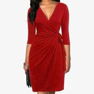Elegant Red Wrap Dress